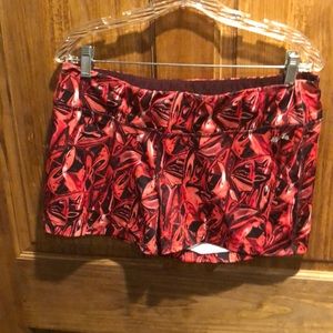 Red print athletic shorts